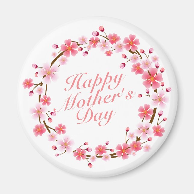 Elegant Happy Mother's Day Floral Wreath Magnet (Vorne)