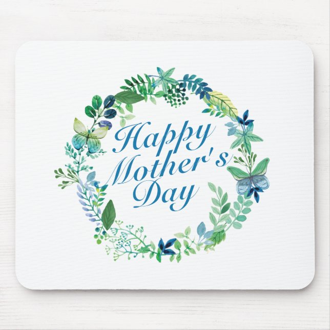 Elegant Happy Mother's Day Floral Wreath Mousepad (Vorne)