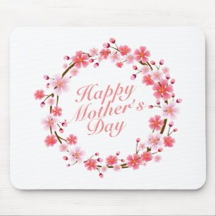 Elegant Happy Mother's Day Floral Wreath Mousepad