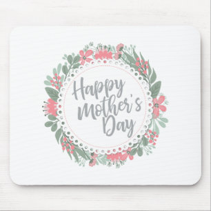 Elegant Happy Mother's Day Floral Wreath Mousepad
