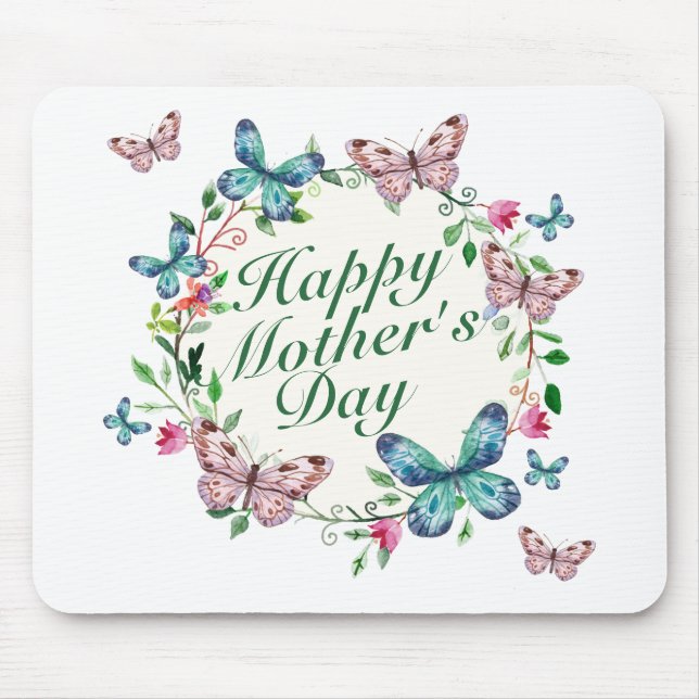 Elegant Happy Mother's Day Floral Wreath Mousepad (Vorne)