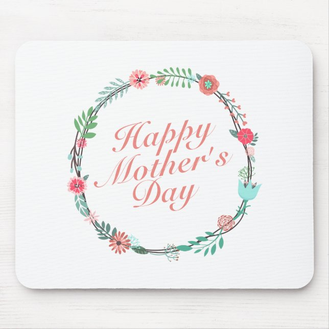 Elegant Happy Mother's Day Floral Wreath Mousepad (Vorne)