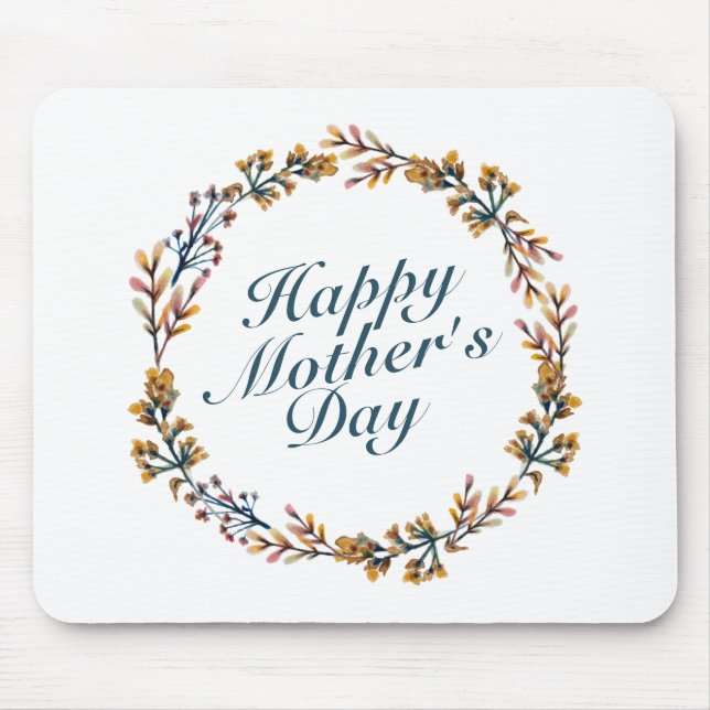 Elegant Happy Mother's Day Floral Wreath Mousepad (Vorne)