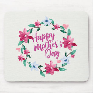 Elegant Happy Mother's Day Floral Wreath Mousepad