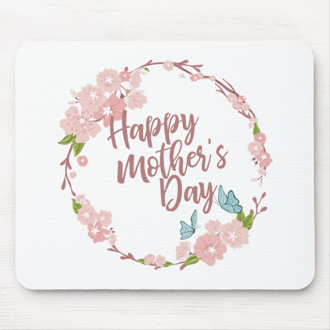 Elegant Happy Mother's Day Floral Wreath Mousepad (Vorne)