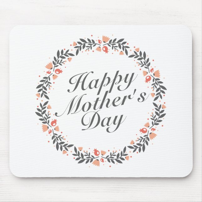 Elegant Happy Mother's Day Floral Wreath Mousepad (Vorne)