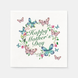 Elegant Happy Mother's Day Floral Wreath   Napkin Serviette