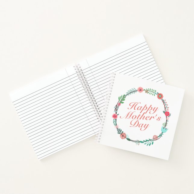 Elegant Happy Mother's Day Floral Wreath Notebook Notizbuch (Innenseite)