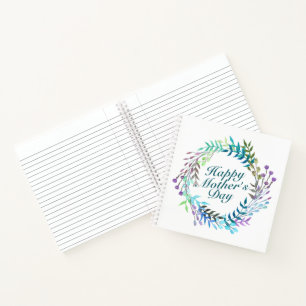 Elegant Happy Mother's Day Floral Wreath Notebook Notizbuch