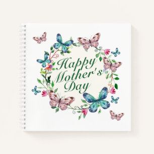 Elegant Happy Mother's Day Floral Wreath Notebook Notizbuch
