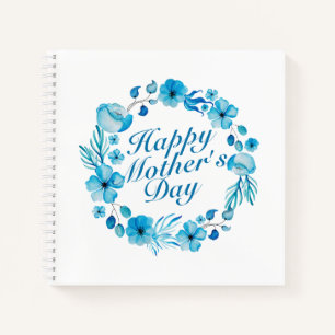 Elegant Happy Mother's Day Floral Wreath Notebook Notizbuch