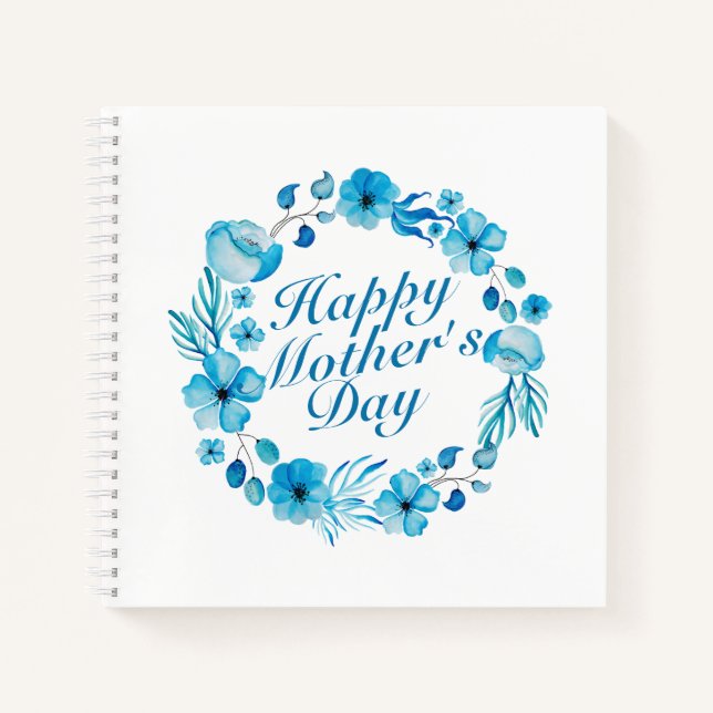 Elegant Happy Mother's Day Floral Wreath Notebook Notizbuch (Vorderseite)