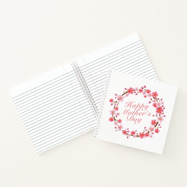 Elegant Happy Mother's Day Floral Wreath Notebook Notizbuch (Innenseite)