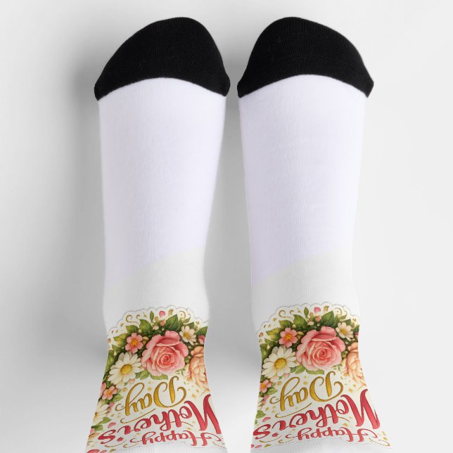 Elegant happy Mother's Day floral wreath Socken (Oben)