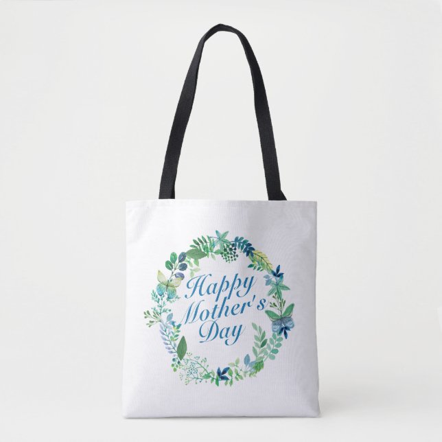 Elegant Happy Mother's Day Floral Wreath Tote Bag (Vorderseite)