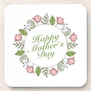 Elegant Happy Mother's Day Floral Wreath   UNTERSE Getränkeuntersetzer