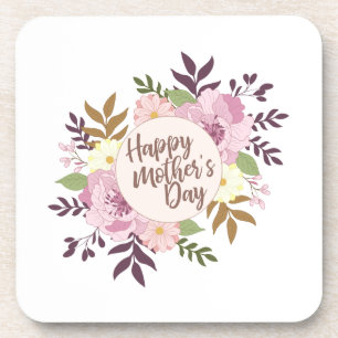 Elegant Happy Mother's Day Floral Wreath   UNTERSE Getränkeuntersetzer