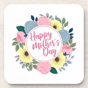 Elegant Happy Mother's Day Floral Wreath   UNTERSE Getränkeuntersetzer