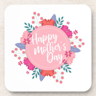 Elegant Happy Mother's Day Floral Wreath   UNTERSE Getränkeuntersetzer