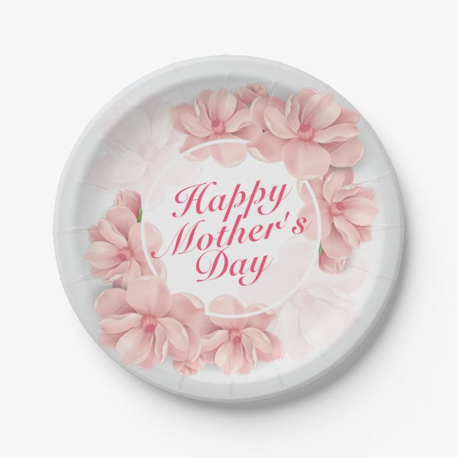 Elegant Happy Mother's Day Frame Plate Pappteller (Vorderseite)