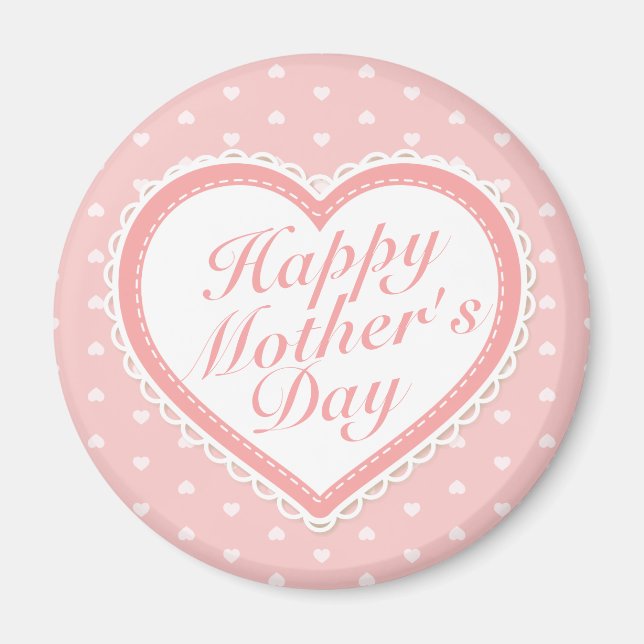 Elegant Happy Mother's Day Pink Hearts Magnet (Vorne)