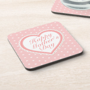 Elegant Happy Mother's Day Pink Hearts Untersetzer