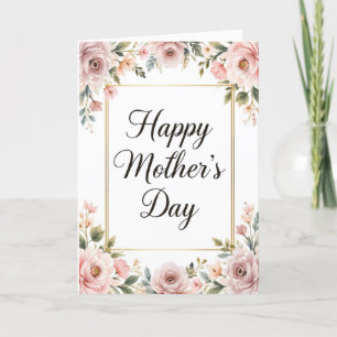 Elegant Happy Mütter Day Soft Pink Floral Feiertagskarte