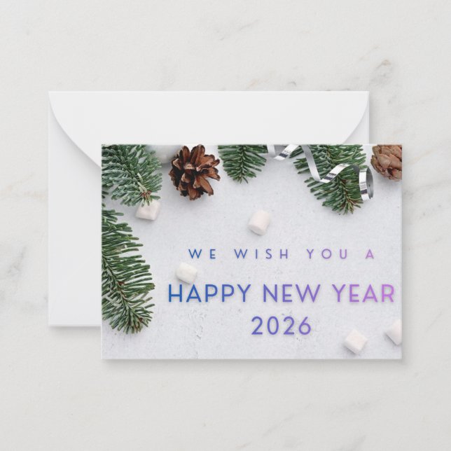 Elegant Happy New Year 2026 Flat Note Card Mitteilungskarte (Vorderseite)