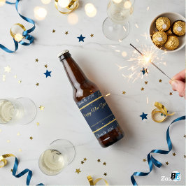 Elegant Happy New Year Beverage Bottle Label Set  Bierflaschenetikett