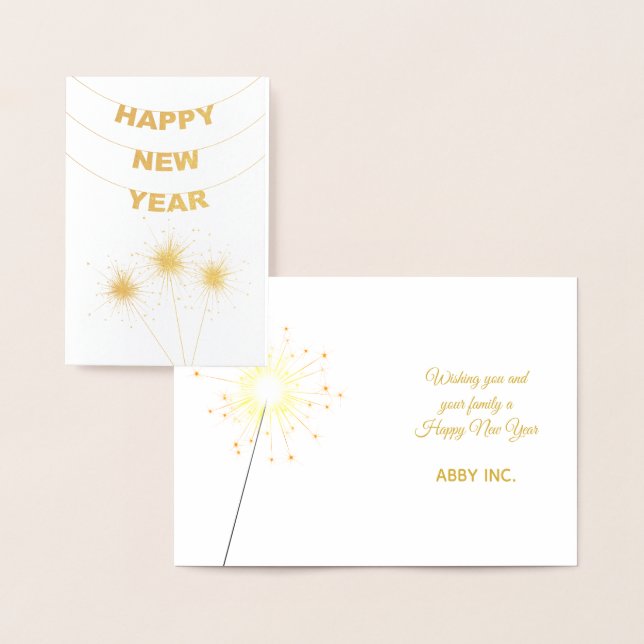 Elegant Happy New Year Corporate Gold Folienkarte (Anzeige)