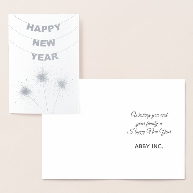 Elegant Happy New Year Corporate Silver Folienkarte (Anzeige)