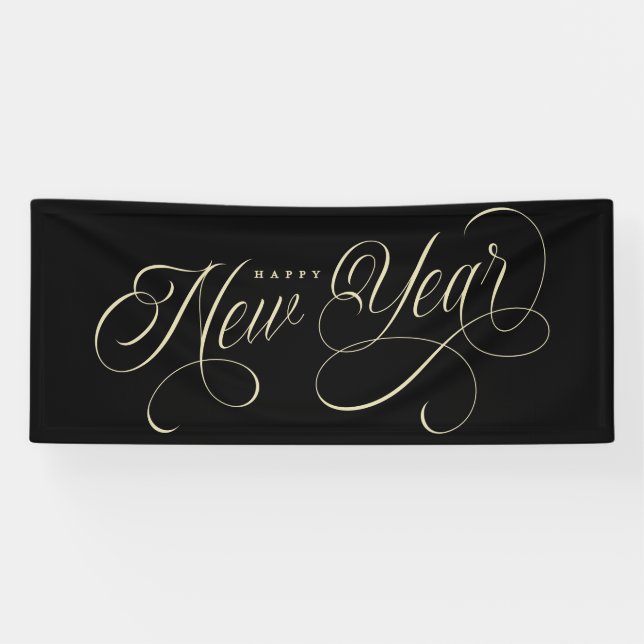 Elegant Happy New Year Drehbuch Banner (Horizontal)