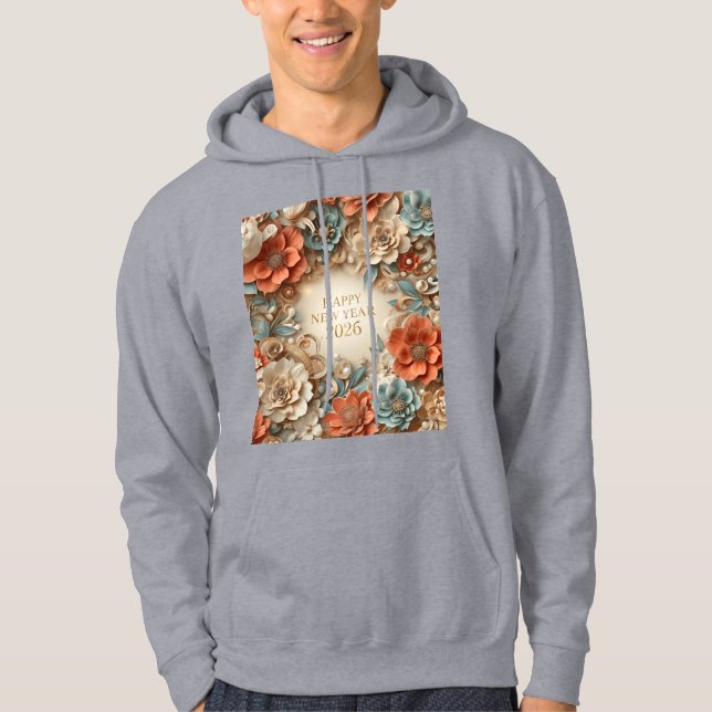 elegant happy new year floral hoodie (Vorderseite)