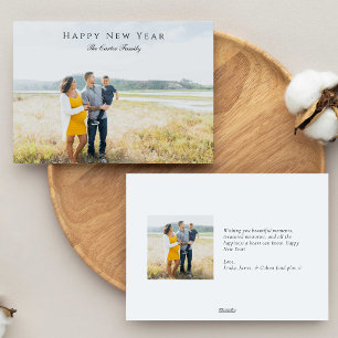 Elegant Happy New Year Script Foto Schwangerschaft Feiertagskarte
