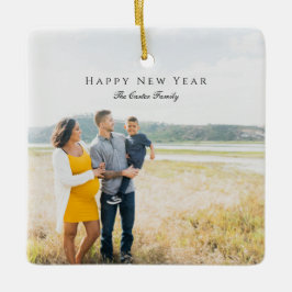 Elegant Happy New Year Script Foto Schwangerschaft Keramikornament