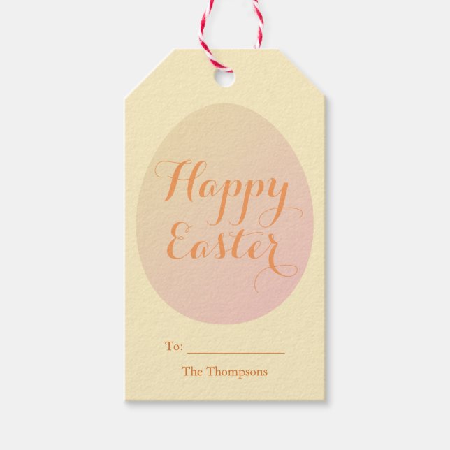 Elegant Happy Oaster Painted Eggs Soft Gelb Geschenkanhänger (Vorderseite)