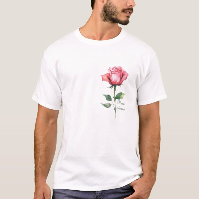 Elegant - Happy Spring Rosa Rose Design T Shirt (Vorderseite)