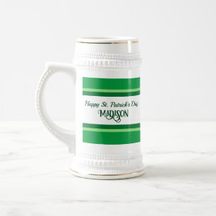 Elegant Happy St. Patrick's Day Individuelle Name Bierglas