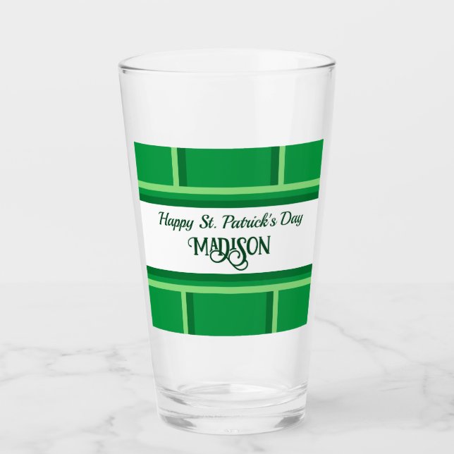 Elegant Happy St. Patrick's Day Individuelle Name  Glas (Vorderseite)