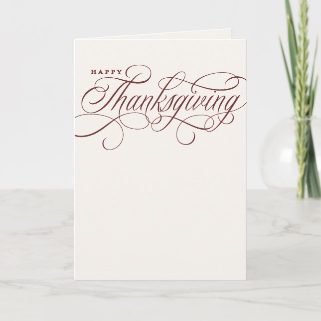 Elegant Happy Thanksgiving Skript-Design Feiertagskarte (Vorderseite)