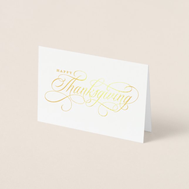 Elegant Happy Thanksgiving Skript-Design Folienkarte (Vorderseite)