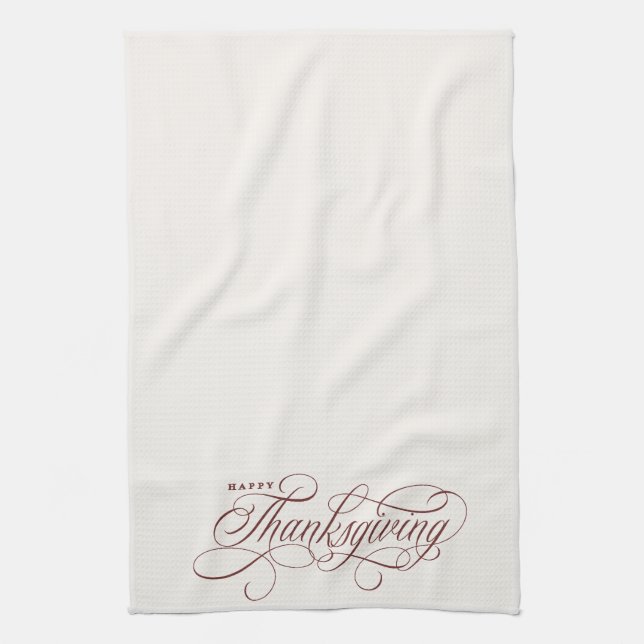 Elegant Happy Thanksgiving Skript-Design Geschirrtuch (Vertikal)