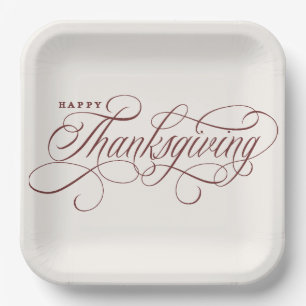 Elegant Happy Thanksgiving Skript-Design Paper Pla Pappteller