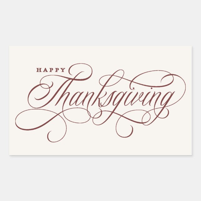 Elegant Happy Thanksgiving Skript-Design Rechteckiger Aufkleber (Vorderseite)
