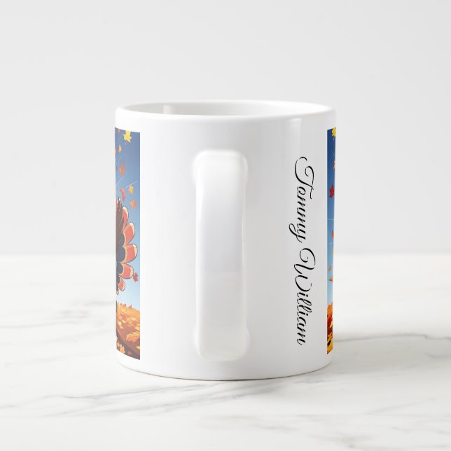 Elegant Happy Thanksgiving Türkei Jumbo-Tasse (Rückseite)