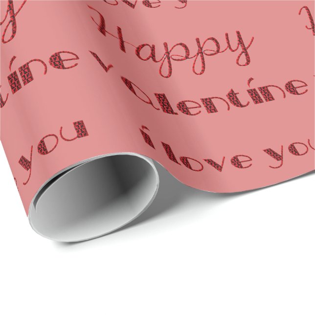 Elegant Happy Valentine Typografie Rot Geschenkpapier (Rolleneckpunkt)