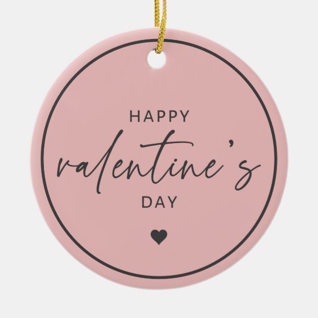 Elegant Happy Valentine's day Blush Pink Keramik Ornament (Vorne)