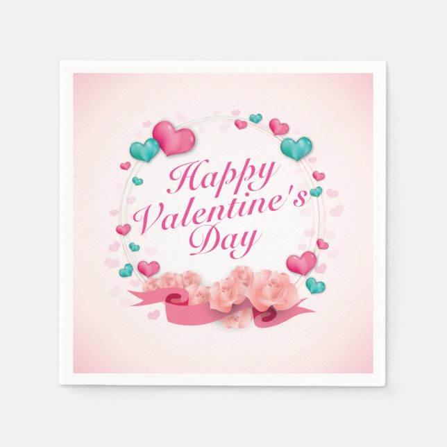 Elegant Happy Valentine's Day Candy Hearts Napkin Serviette (Vorderseite)