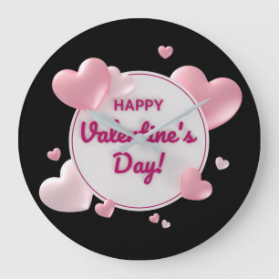 Elegant Happy Valentine's Day Große Wanduhr