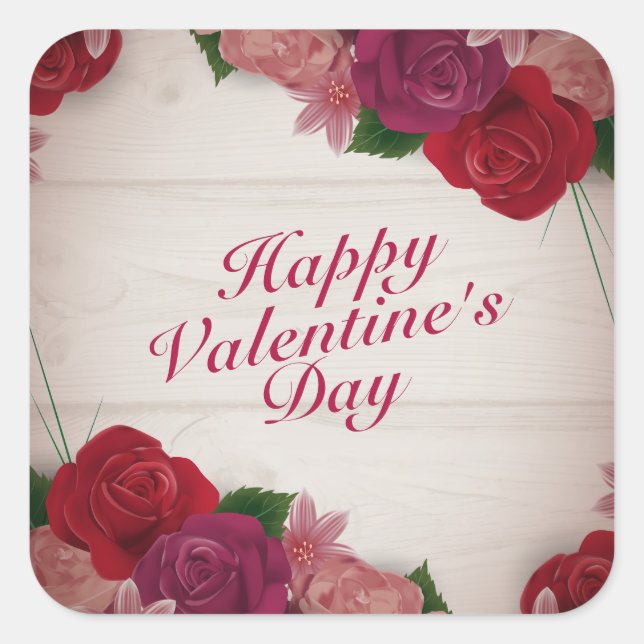 Elegant Happy Valentine's Day Rose Frame Sticker (Vorderseite)